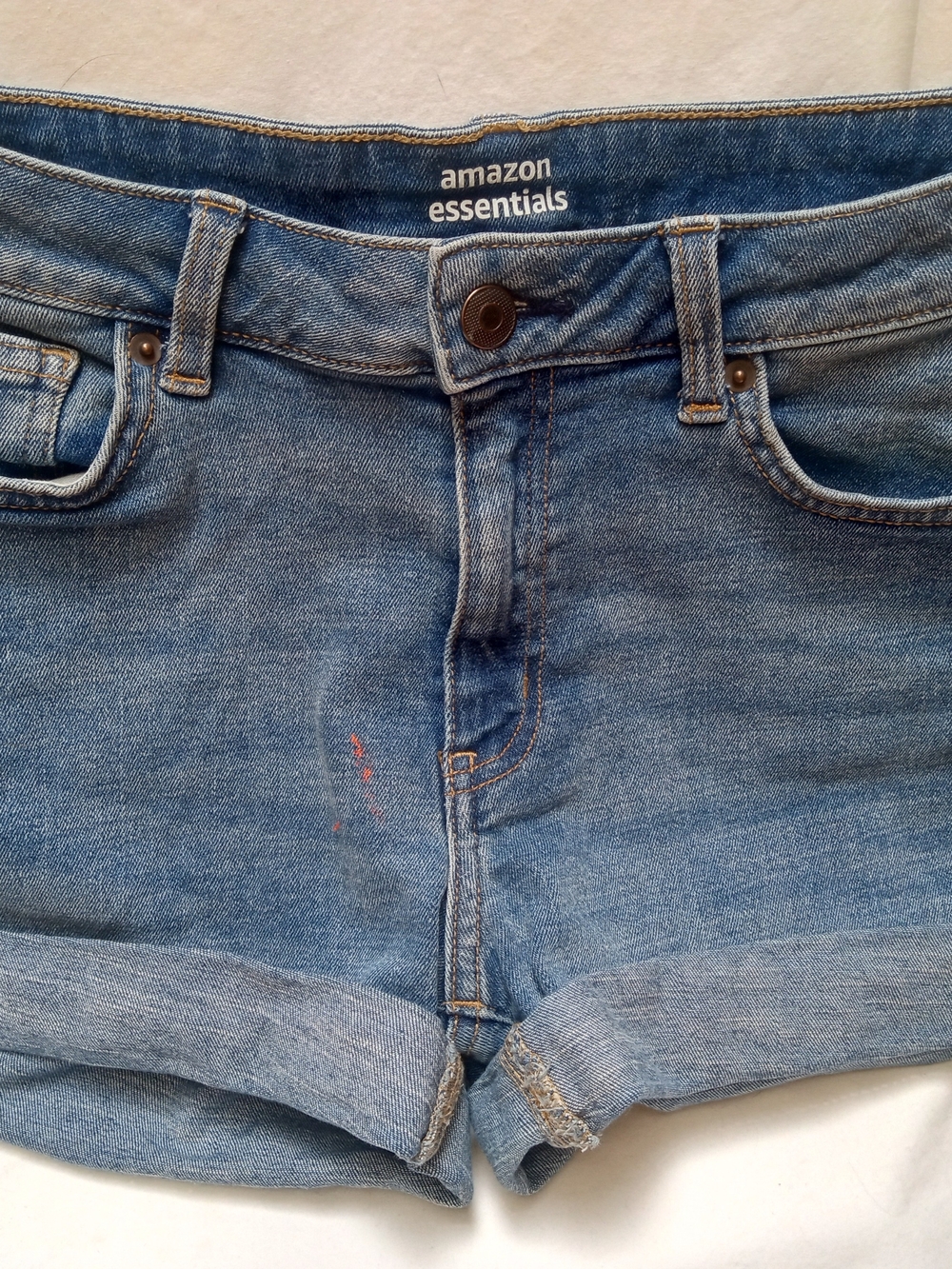 Amazon Essentials Medium Blue Rolled Hem Denim Shorts